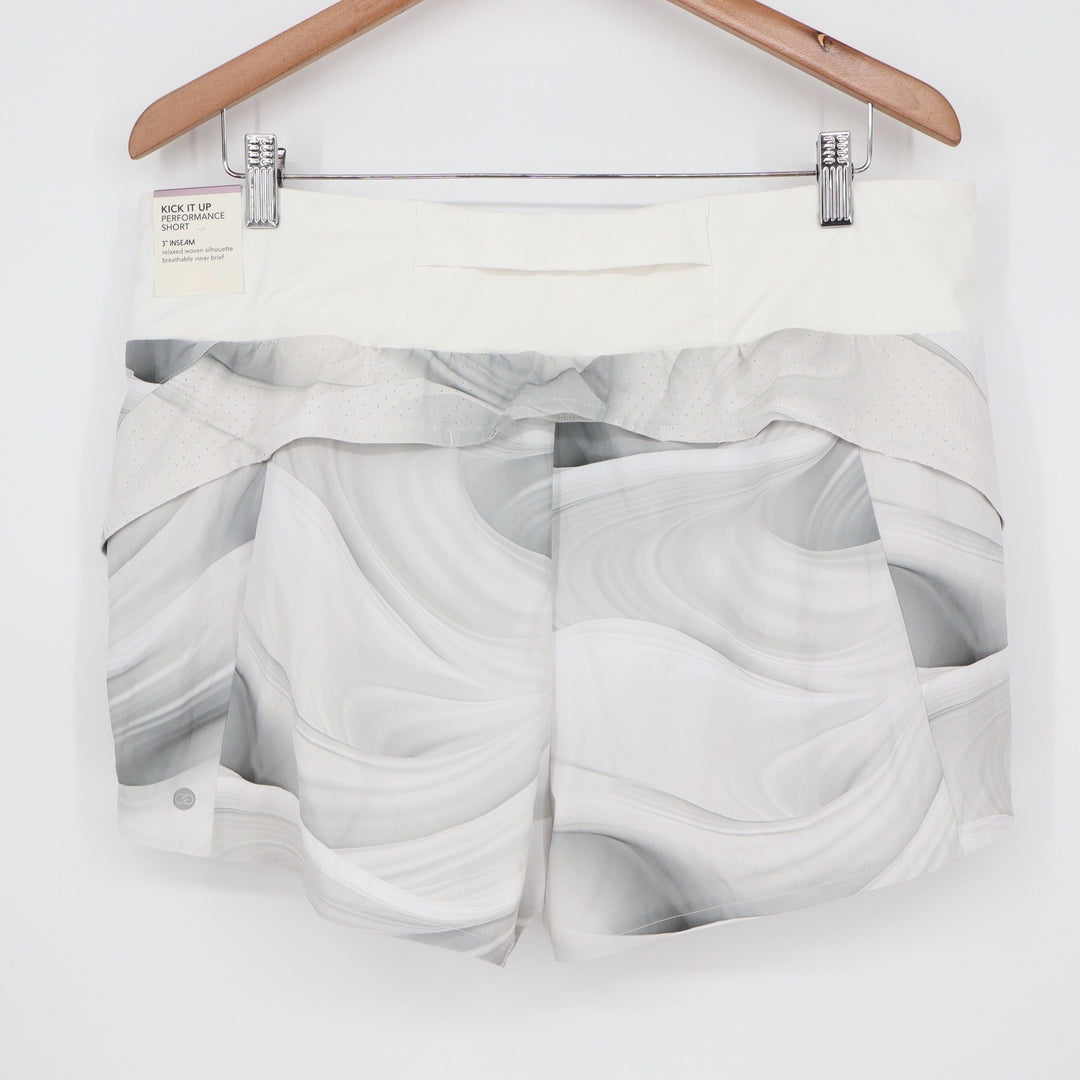 CALIA Kick It Up Mid Rise Shorts XL Dune Print Grey Performance Running