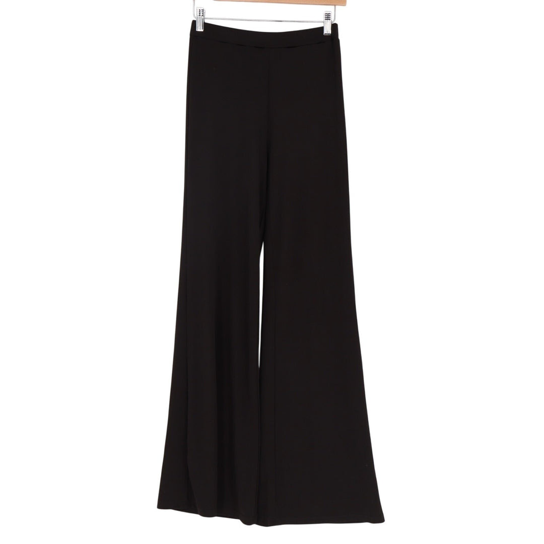 Trousers Womens Core Black Knitted Pull On High Rise Street Wear Flared Leg