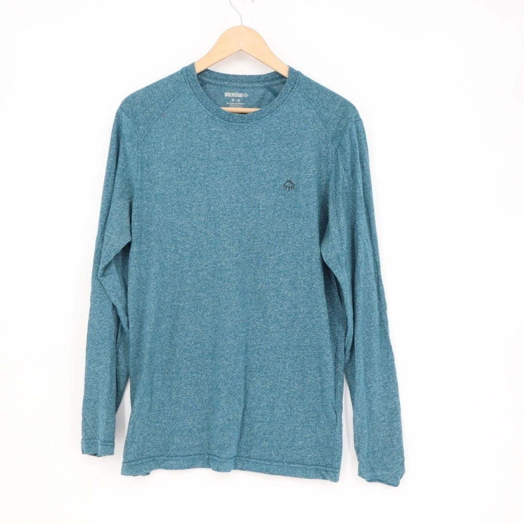 Wolverine Edge T-Shirt Mens Medium Heather Blue Cotton Crew Neck Long Sleeve