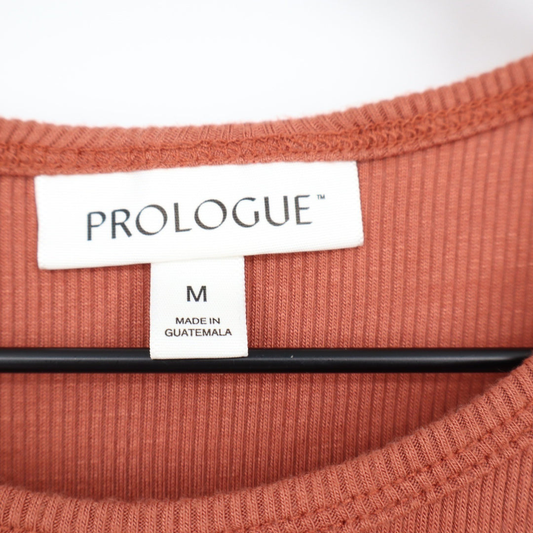 Prologue Womens Ribbed Knit High Neck Tank Top Terracotta Orange Medium