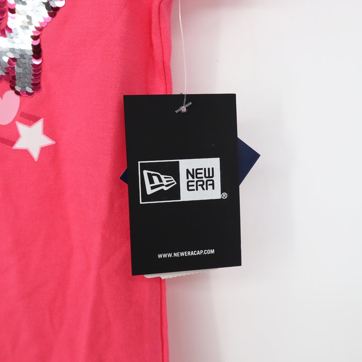 New Era Boston Red Sox Girls Pink Sequin V-Neck T-Shirt MLB Size 6/6X