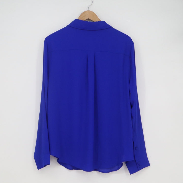 Torrid Royal Blue Long Sleeve Button Down Blouse Plus Size 1 Chest Pockets Solid
