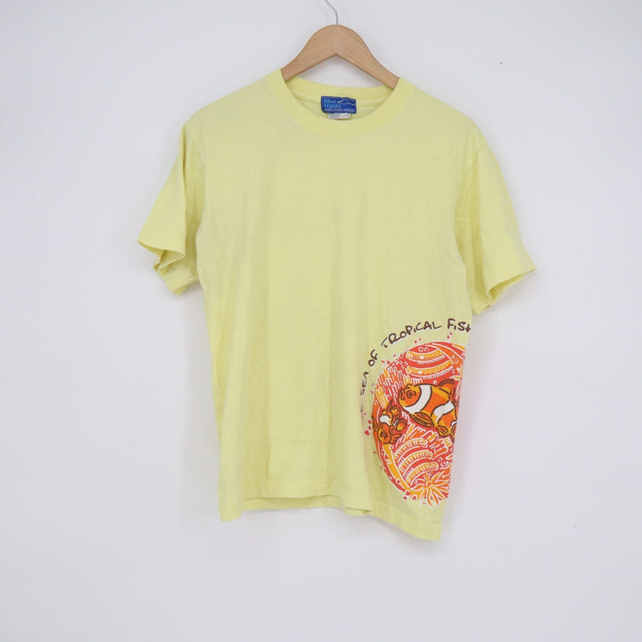 Blue Manta Okinawa Churaumi Aquarium Yellow Tropical Fish Graphic T-Shirt M
