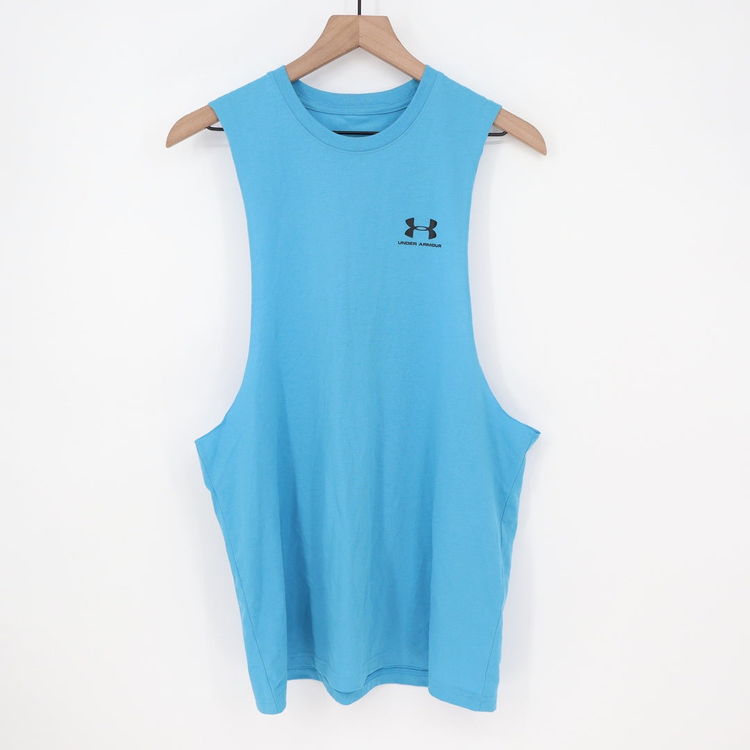 Under Armour Mens Blue Left Chest Cut Off Tank Top 1329286 Size Medium NEW