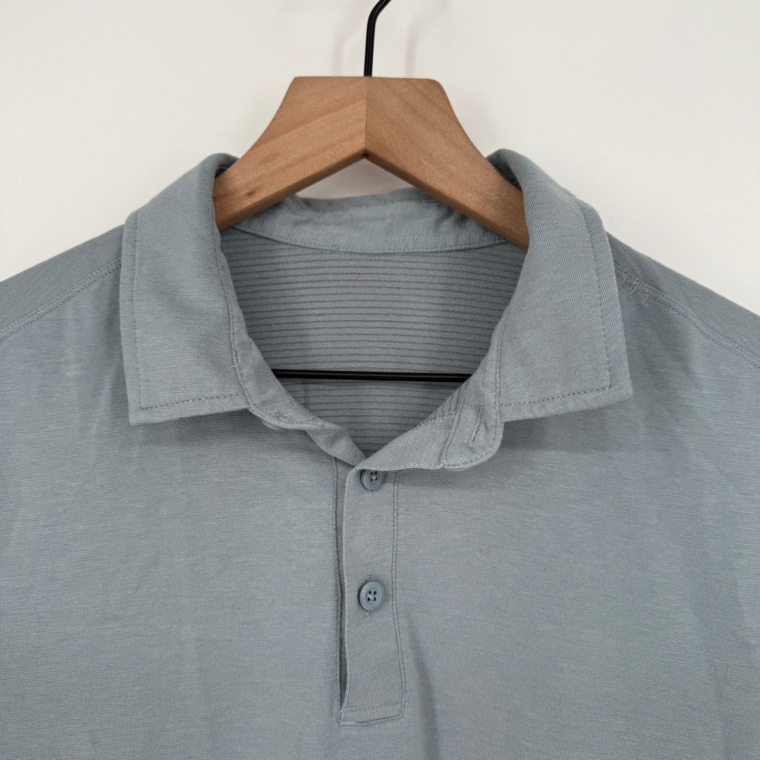 Lululemon ABC Polo Shirt Mens Medium Short Sleeve Gray Performance Golf Casual
