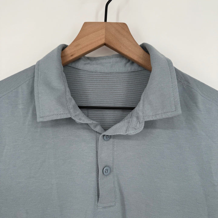 Lululemon ABC Polo Shirt Mens Medium Short Sleeve Gray Performance Golf Casual