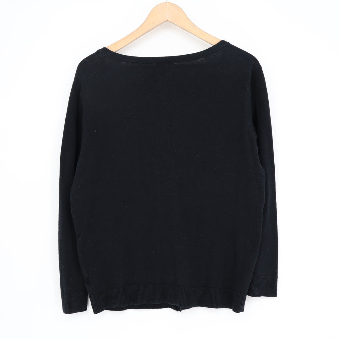 Merona Cardigan Sweater Womens Large Black Knit Ribbed Scoop Neck Button Front