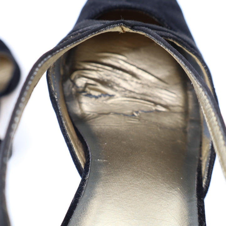 The PM Collection 9-2-5 Black Velvet Strappy Pointed Toe Heels Womens 8M