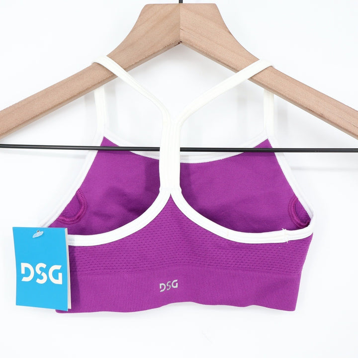 DSG Girls Momentum Seamless Sports Bra Vibrant Violet Purple White Size S 8-9