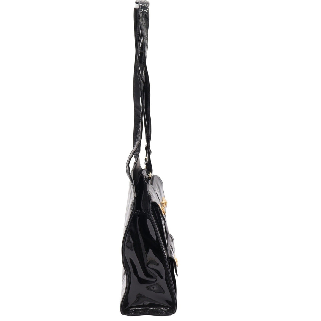 Unbranded Shoulder Bag Women's OS Black Patent Multi Pocket Gold Turlock
