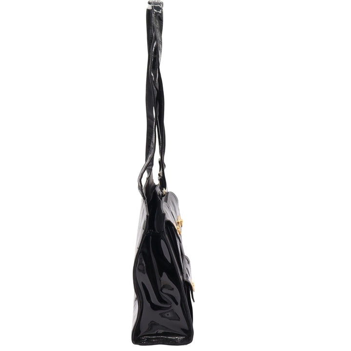 Unbranded Shoulder Bag Women's OS Black Patent Multi Pocket Gold Turlock