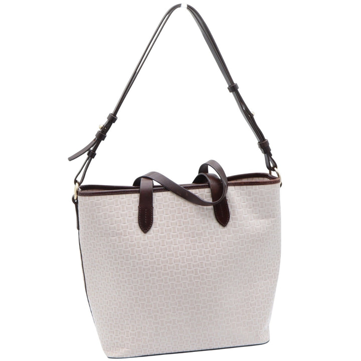 Dooney & Bourke Tote Bag Womens Medium Embossed Weave Cream Brown Leather Good