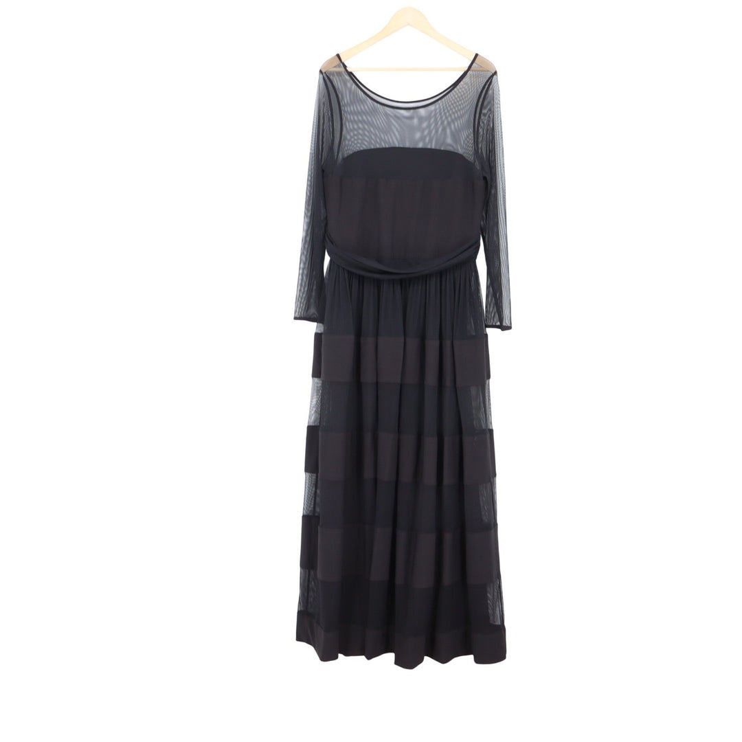 Betsy Adam Womens Black Sheer Mesh Tiered Formal Evening Gown Dress 16