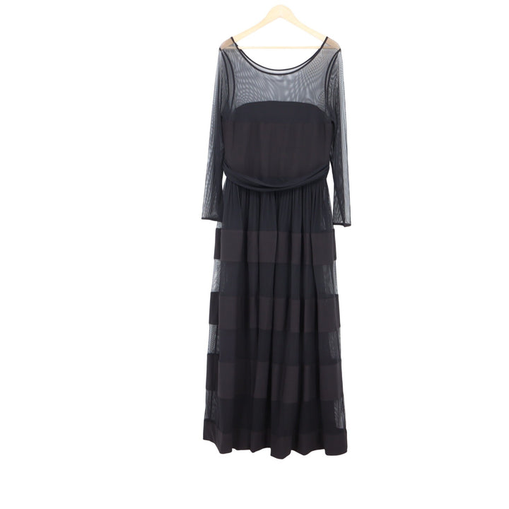 Betsy Adam Womens Black Sheer Mesh Tiered Formal Evening Gown Dress 16