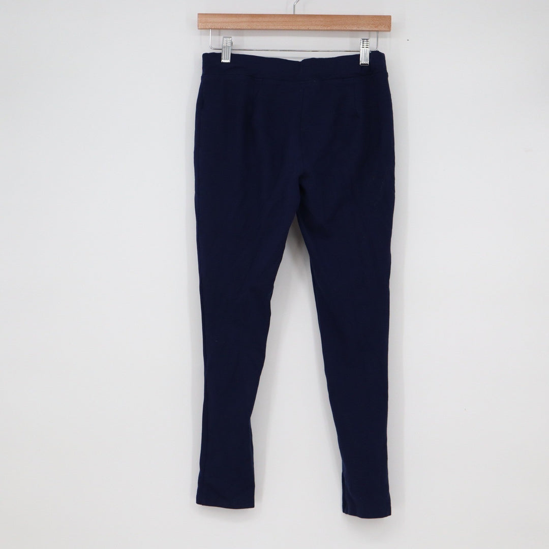 Zudio Navy Blue Ponte Knit Leggings Gold Zipper Detail Slim Fit Pants Size M