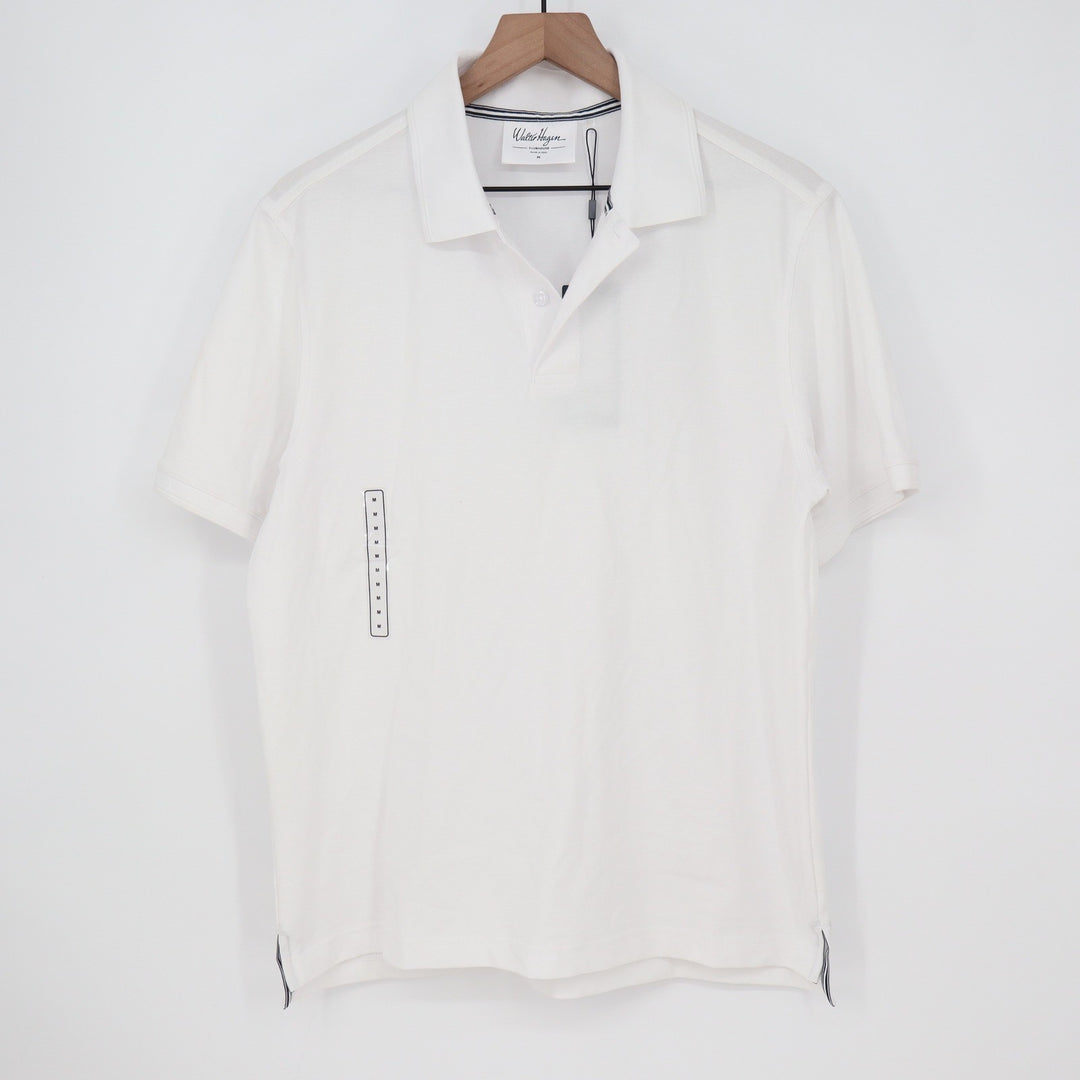 Walter Hagen Mens Clubhouse Solid Pique Polo Shirt White M