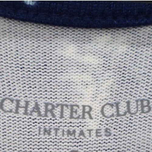 Charter Club Intimates Navy Blue Floral Soft Knit Long Sleeve Nightgown Large