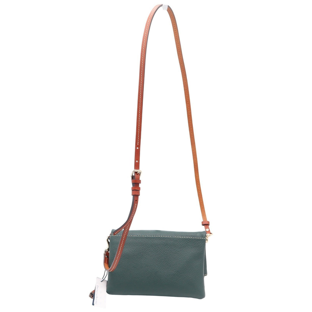 Dooney & Bourke Forest Green Pebbled Leather Foldover Crossbody Bag NEW