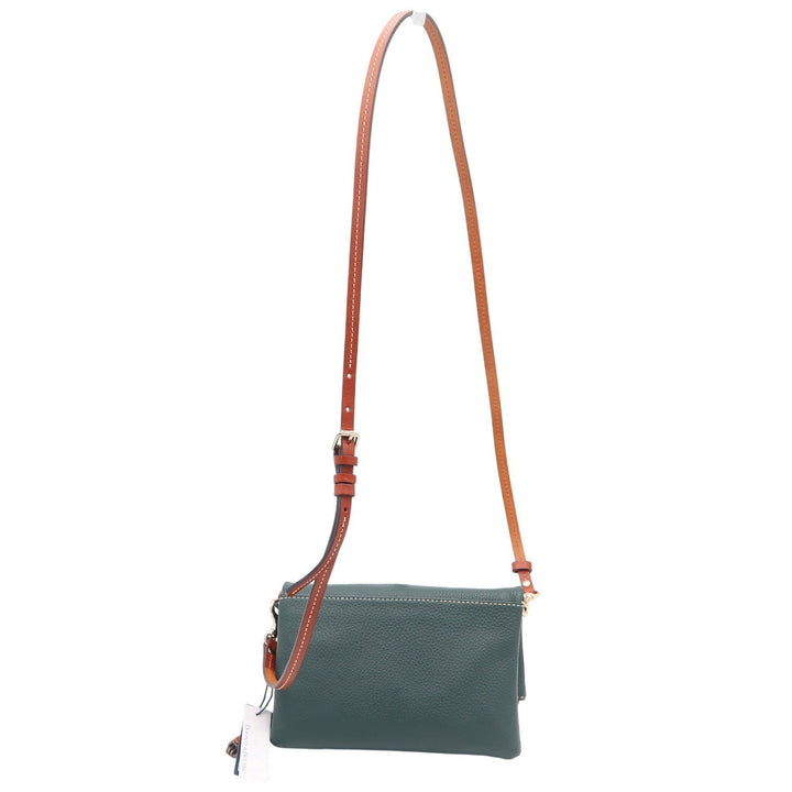Dooney & Bourke Forest Green Pebbled Leather Foldover Crossbody Bag NEW