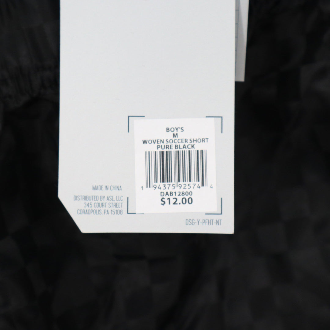 DSG Boys Medium 10-12 Woven Soccer Short Pure Black Checkerboard NEW
