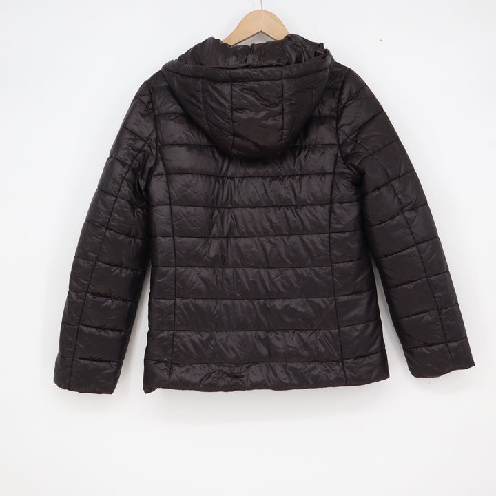 Forever 21 Womens Black Puffer Jacket Hooded Quilted Full Zip Size M