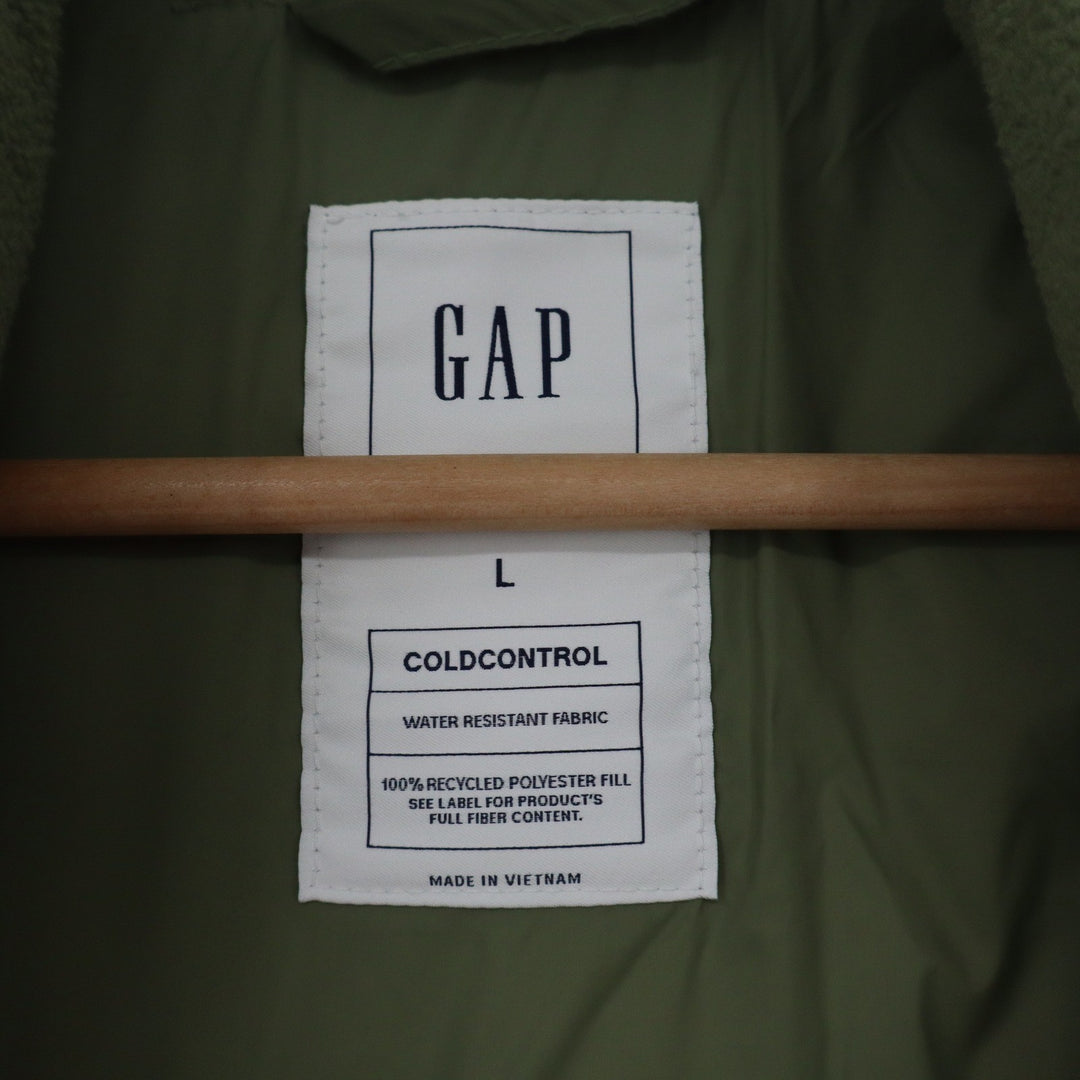 Gap ColdControl Puffer Vest Mens Large Olive Green Water Resistant Quilted Zip