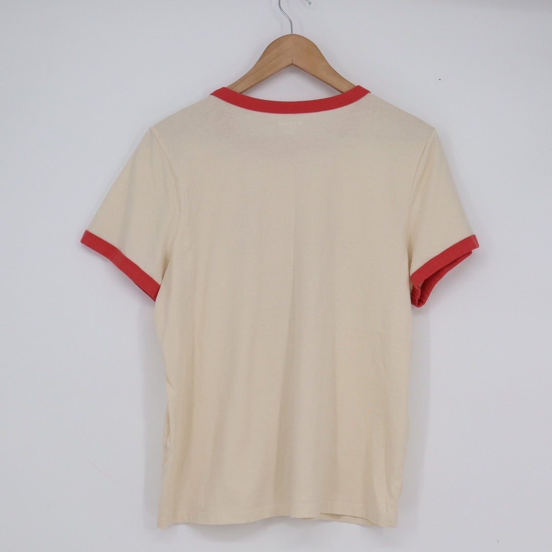 Old Navy Everywear Brooklyn Cafe Ringer Graphic T-Shirt Cream Red Large