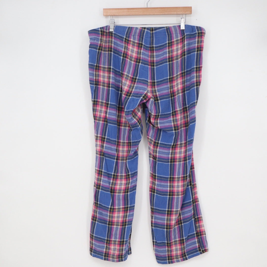 Old Navy Mens Blue Pink Plaid Cotton Pajama Pants Relaxed Fit Size L