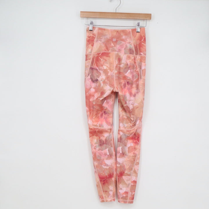 All in Motion Womens XS Pink Orange Abstract Floral High Rise Leggings Pockets