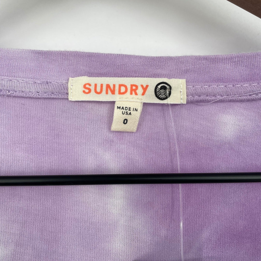 SUNDRY Purple Tie Dye Long Sleeve Scoop Neck Top Shirt Size 0