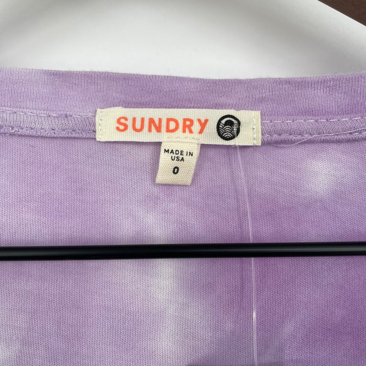 SUNDRY Purple Tie Dye Long Sleeve Scoop Neck Top Shirt Size 0