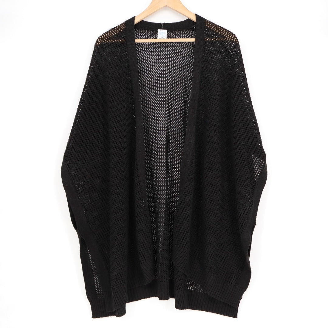 Time And Tru Cardigan Womens L/XL Black Mesh Knit Kimono Sleeve Open Front