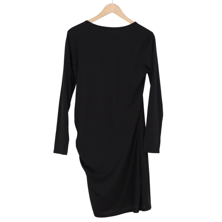 BTFBM Womens Black Long Sleeve Ruched Side Asymmetrical Mini Dress Size L