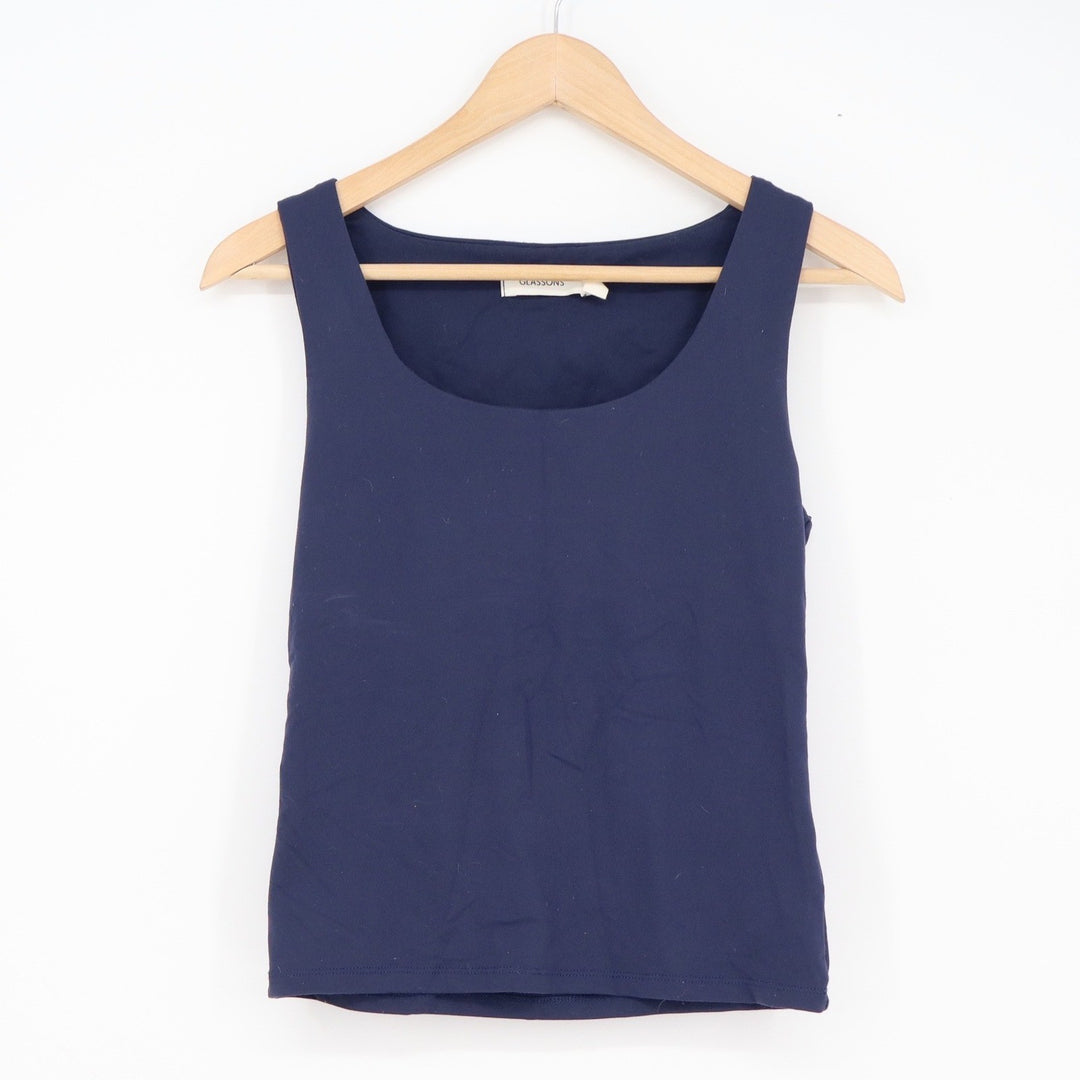 Glassons Navy Blue Scoop Neck Tank Top Slim Fit Stretch Basic L