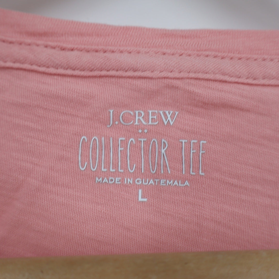 J. Crew Collector Tee Womens L Pink Sun Sea Sand Beach Graphic Slub Cotton Shirt