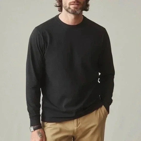 American Giant Premium Slub T-Shirt Mens M Black Cotton Crew Neck Long Sleeve