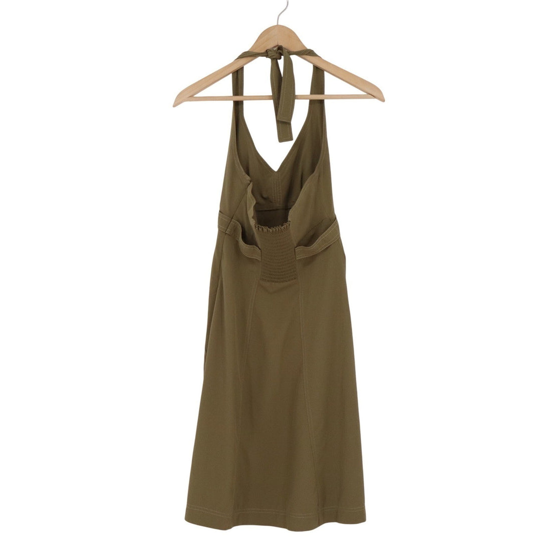Athleta Womens Olive Green Halter Mini Dress Size 2 Smocked Back Travel 739399