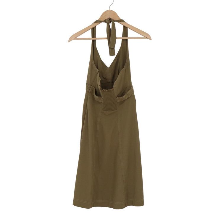 Athleta Womens Olive Green Halter Mini Dress Size 2 Smocked Back Travel 739399