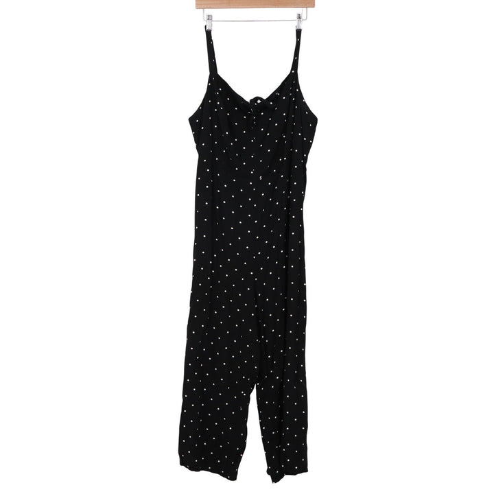 Old Navy Womens 2X Plus Black Polka Dot Wide Leg Jumpsuit Smocked Rayon