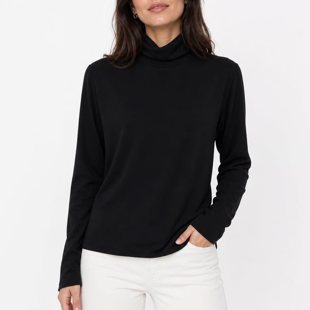 Gap Womens Black Long Sleeve Turtleneck Top Stretch Cotton Blend Large