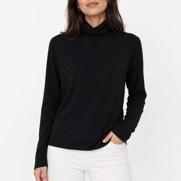 Gap Womens Black Long Sleeve Turtleneck Top Stretch Cotton Blend Large