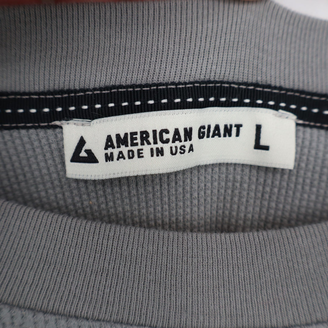 American Giant Thermal Crew T-Shirt Womens L Sharkskin Waffle Knit Curved Hem