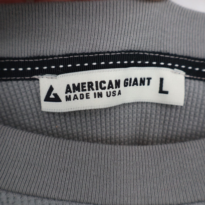 American Giant Thermal Crew T-Shirt Womens L Sharkskin Waffle Knit Curved Hem