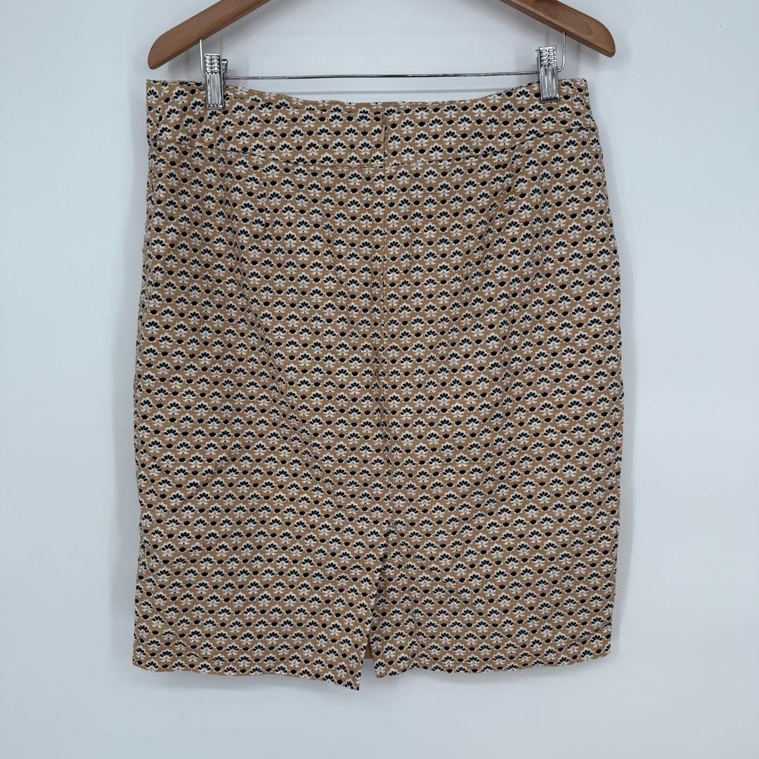 Ann Taylor Pencil Skirt Womens 10 Multicolor Geometric Cotton Lined Zip Fly