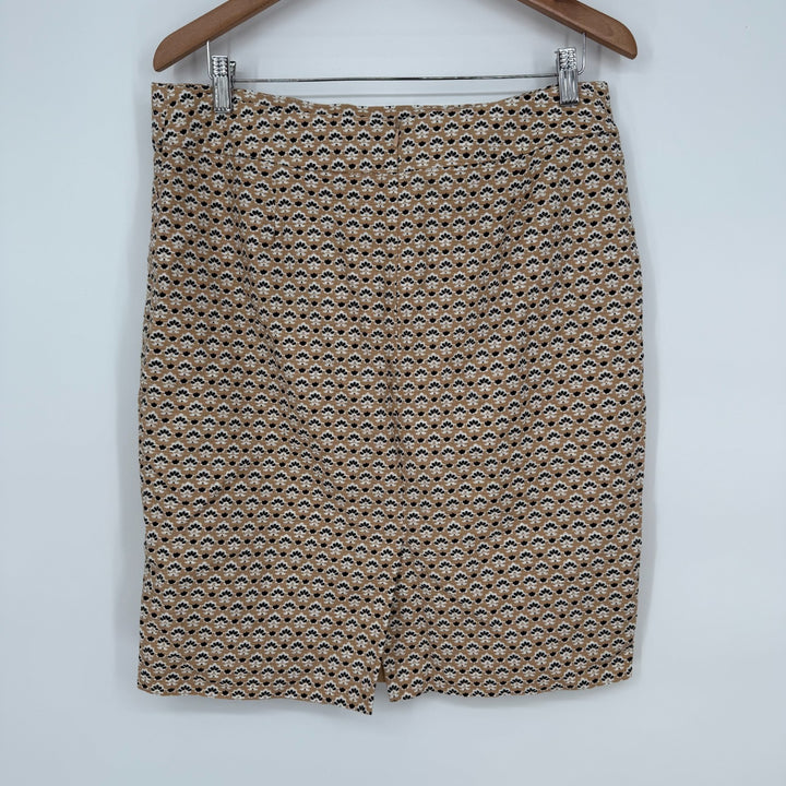 Ann Taylor Pencil Skirt Womens 10 Multicolor Geometric Cotton Lined Zip Fly