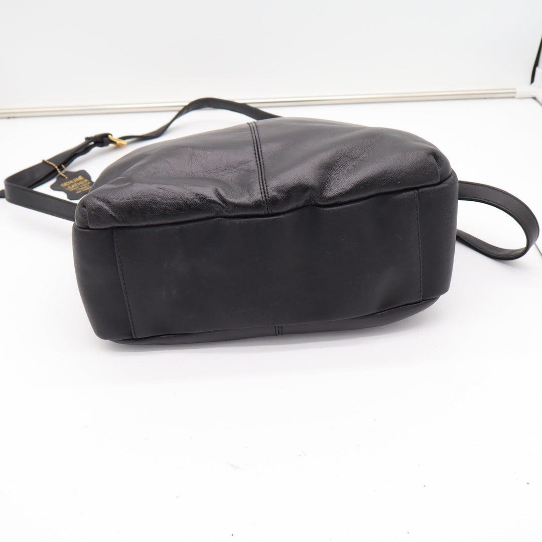 Unbranded Crossbody Bag Womens Medium Black Leather Multi-Zip Gold Trim Good