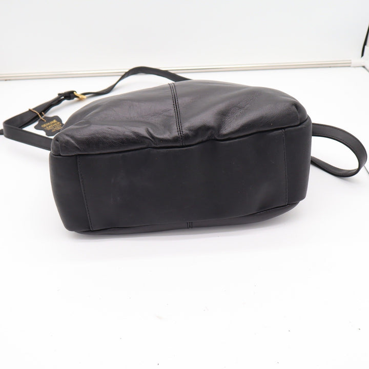 Unbranded Crossbody Bag Womens Medium Black Leather Multi-Zip Gold Trim Good