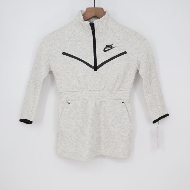 Nike Girls Tech Fleece Quarter Zip Dress Light Grey Heather Size 5