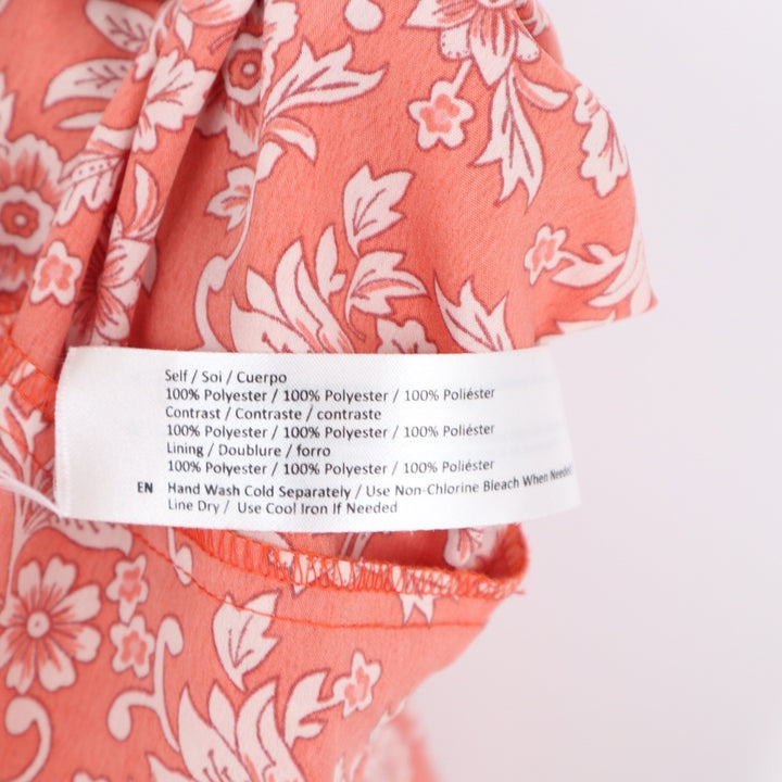 Land of the Free Coral Floral Tiered Midi Dress Smocked Back Size M
