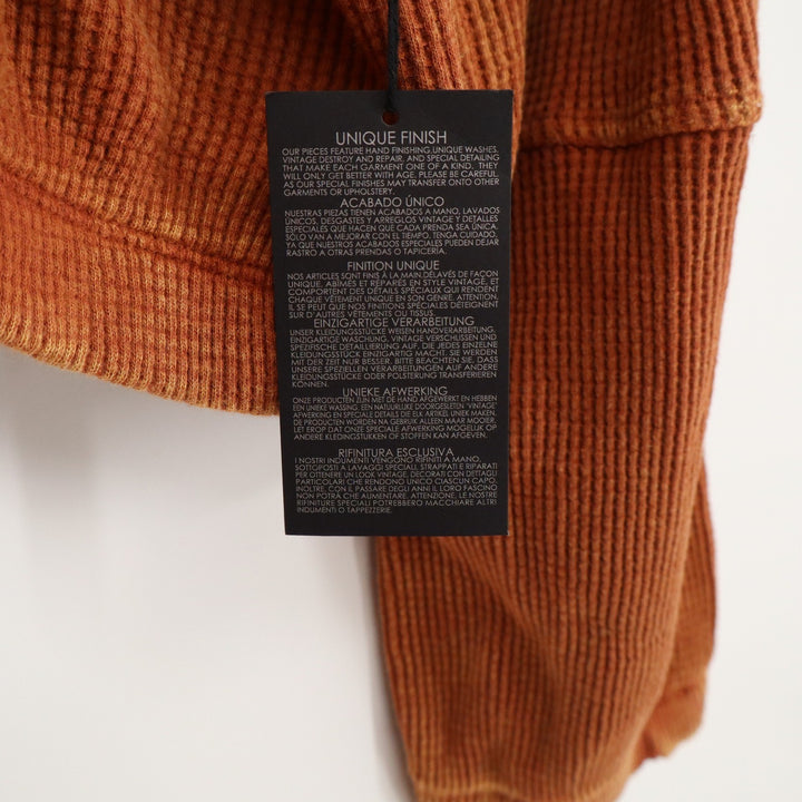 Forever 21 Burnt Orange Waffle Knit Cropped Zip-Up Hoodie Sweatshirt Womens M